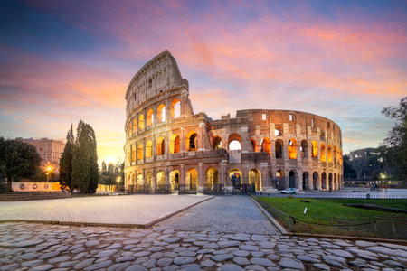 The Colosseum in Rome, Italy at dawn.の写真素材