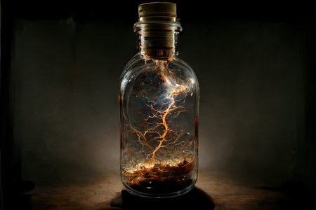 Magical bottle with mysterious contents. Generative AI.の素材
