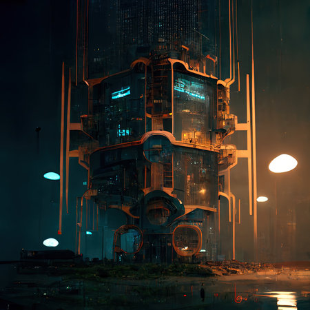 Futuristic infrastructure and architecture. Generative AI.の素材