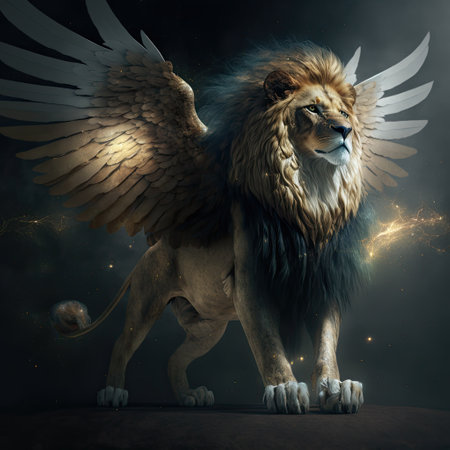 A Griffin in space. Generative AI.の素材