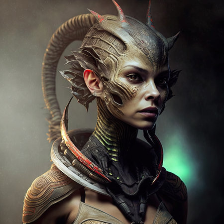 A futuristic cyborg girl. Generative AI.の素材