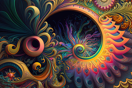 Psychedelic background. Generative AI.の素材