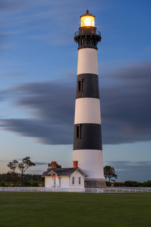 The Bodie Island Light Station in the Outer Banks of North Carolina, USAの写真素材