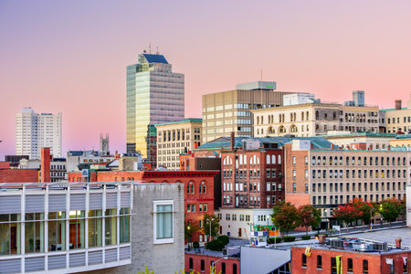Worcester, Massachusetts, USA Skyline at twilight.の写真素材