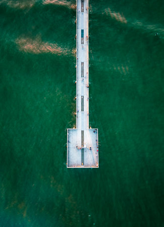 View over the fishing pier in Wrightsville, North Carolina, USA.の写真素材