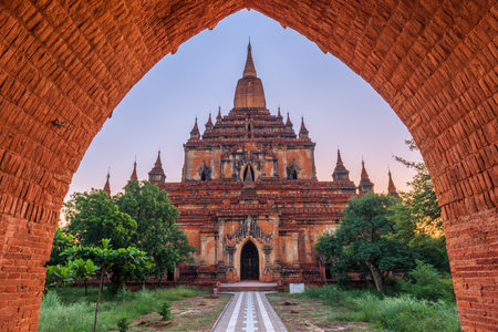 Bagan, Myanmar at Sulamani Temple at dawn.の写真素材