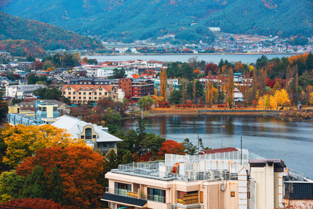 Lake kawaguchi, Yamanashi Prefecture, Japan in autumn season.の写真素材