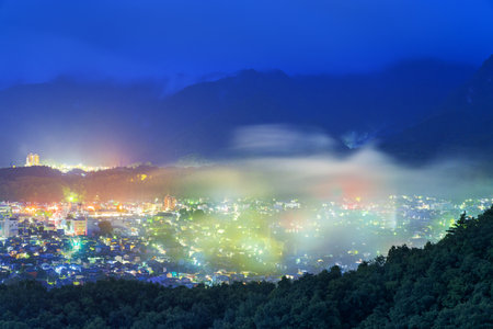 Chichibu, Saitama, Japan at twilight.の写真素材