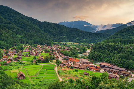 Ogimachi, Japan in Shirakawa-goの写真素材