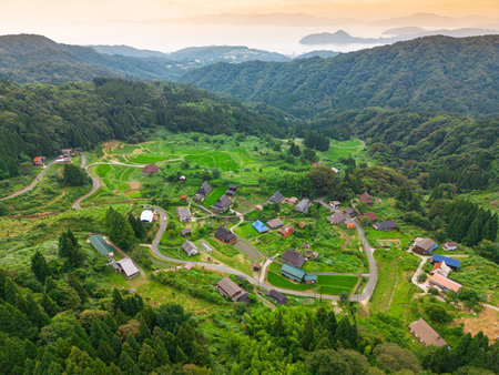 Kamiseya village  in northern Kyoto Prefecture, Japan.の写真素材