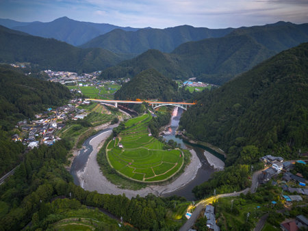 Aragijima rice terrace in Wakayama, Japan.の写真素材