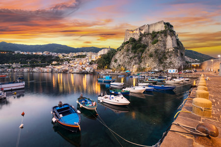Scilla, Italy coastal townscape in Reggio Calabria at the port.の写真素材