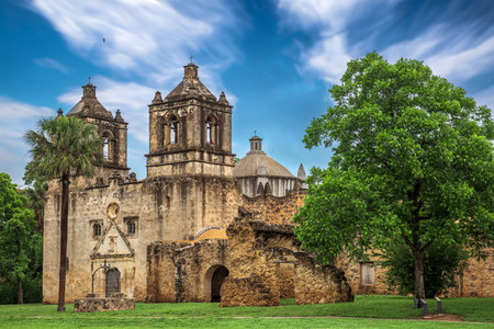 San Antonio, Texas, USA at Mission Concepcion in the afternoon.の写真素材
