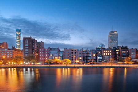 Boston, Massachusetts, USA skyline on the Charles River at dawn.の写真素材