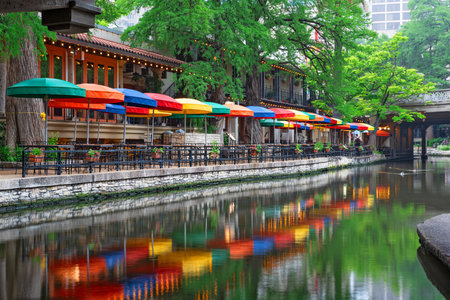 San Antonio, Texas, USA cityscape at the River Walk.の写真素材
