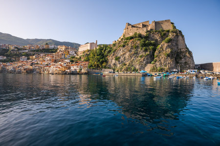 Scilla, Italy coastal townscape in Reggio Calabria at the port.の写真素材