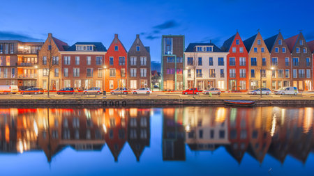 Amersfoort, Netherlands cityscape in the Vathorst district at twilight.の写真素材