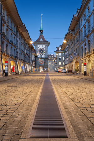 Bern, Switzerland with the Zytglogge clock tower at dawn.の写真素材
