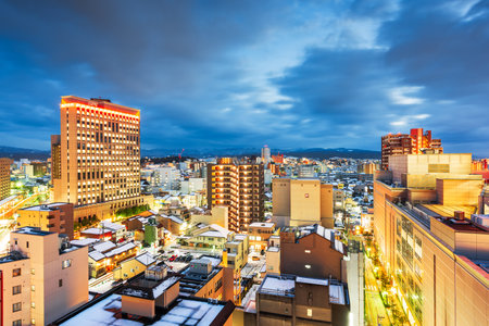 Kanazawa, Japan downtown skyline at dusk.の写真素材