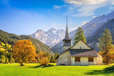 Kandersteg, Switzerland at Marienkirche chapel.の写真素材