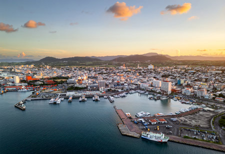 Ishigaki, Okinwawa, Japan skyline at dawn.の写真素材