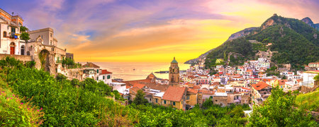 Amalfi, Italy on the Amalfi Coast at dusk.の写真素材
