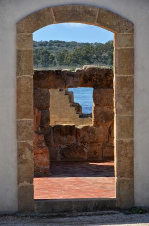 Door and window on the seaの写真素材