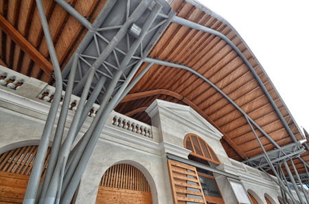 View of facade of modern market in Barcelonaのeditorial素材
