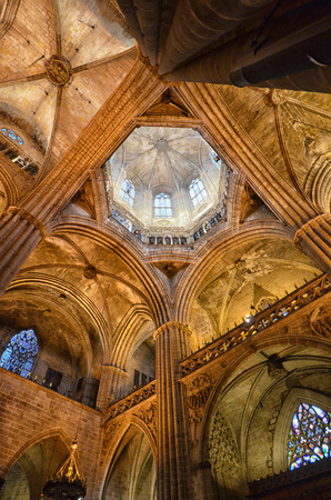 View of the dome of the cathedral of Barcelonaのeditorial素材