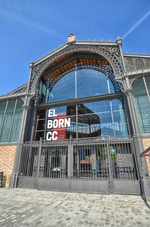 View of facade of market in Barcelonaのeditorial素材