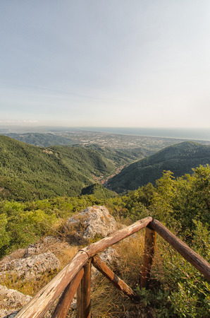 Lovely view of tuscany coast from Apuan Alpsの写真素材