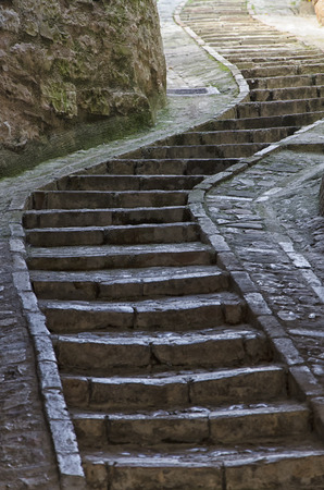 Detail of staircase in a typical italian townの写真素材