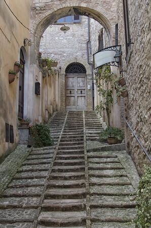 View of old typical italian village in springtimeの写真素材
