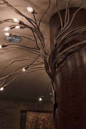CHIETI, ITALY - APRIL 06: View of modern chandelier in a room April 06, 2015 in Chieti, Italyのeditorial素材