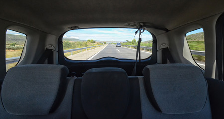View of motorway from the back of the carの写真素材
