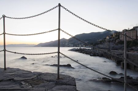 Mist on the sea in the eveningの写真素材