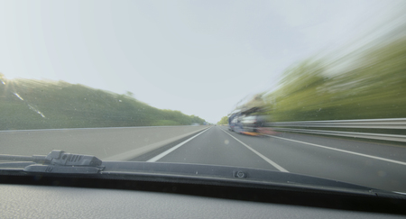 View of car that runs fast in highway
