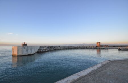 Entrance to the harbor of Marina di Pisaの写真素材