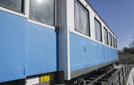 Monument of classic tram carriage in San Marino