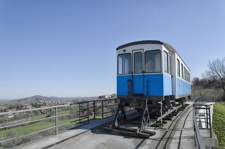 Monument of classic tramway carriage in San Marinoのeditorial素材
