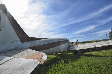 View of old DC-3 in a aircraft boneyardのeditorial素材