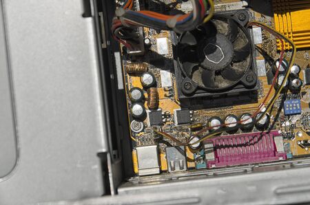 View of the chips of a old computer