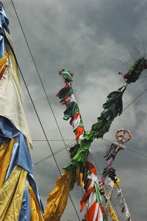 The colorful decorations of a folk festivalの写真素材