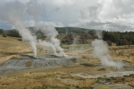View of the sulfur vapor of geothermal energyの写真素材