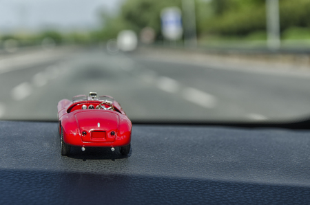 View of toy model on the motorwayのeditorial素材
