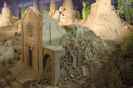 Reproduction of the cathedral of Norcia destroyed by a earthquakeの写真素材