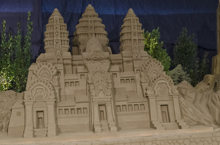 View of the Angkor Wat temple made with the sandの写真素材