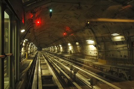 View of a subway tunnel and its lights