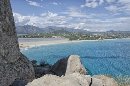 View of the coastline of South Sardiniaの写真素材