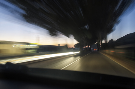Disturbance caused by the high beam headlightsの写真素材